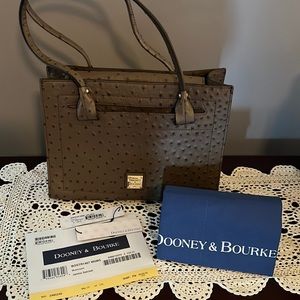 Dooney and Bourke Janine Ostrich Satchel in Mushroom - flawless
